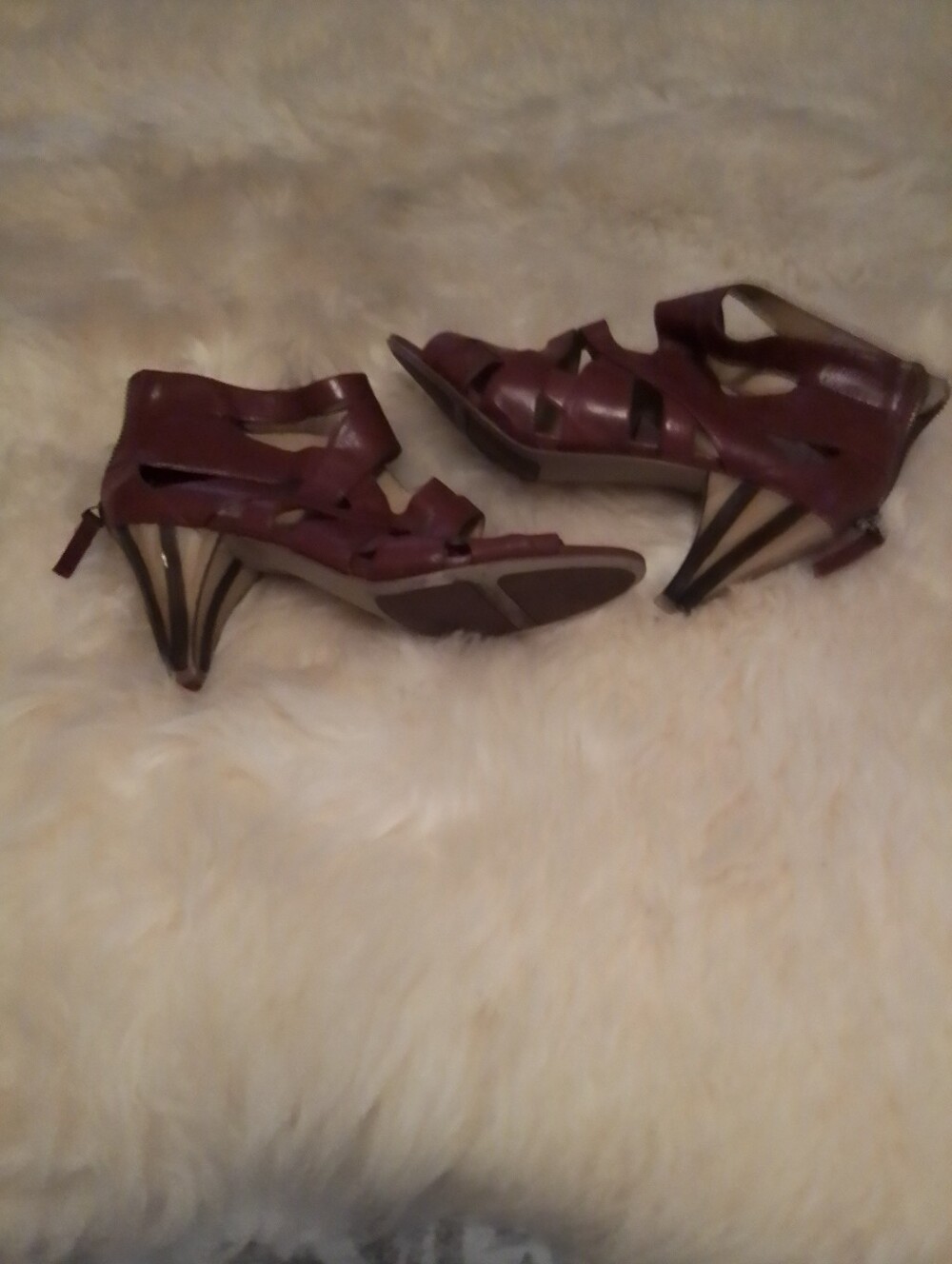 Nine West Burgundy Strappy High Heel Sandals